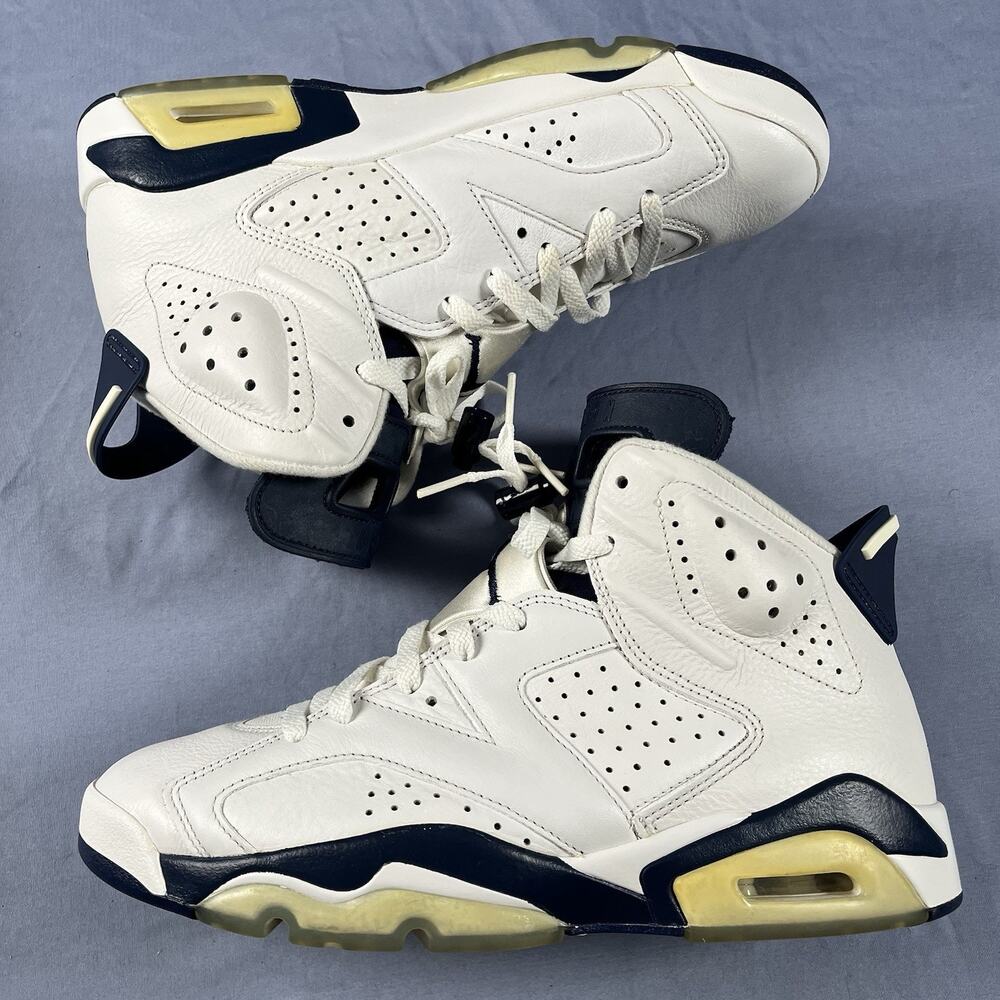Nike Air Jordan Retro 6 Midnight Navy Men's Size 9.5 White Sneakers CT8529-164